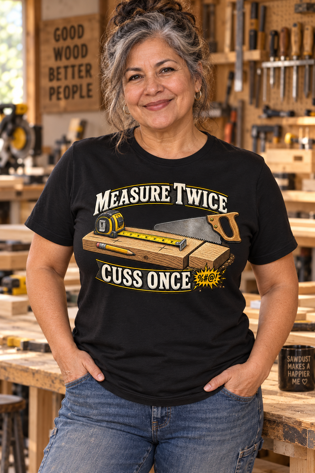 Measure Twice, Cuss Once - Funny Carpenter & Tradesman T-Shirt